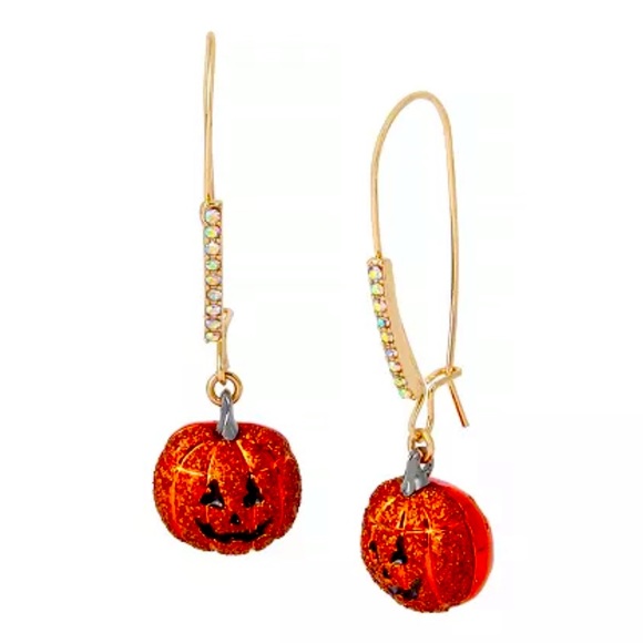 New Betsey Johnson Pumpkin Drop Earrings - Picture 4 of 8